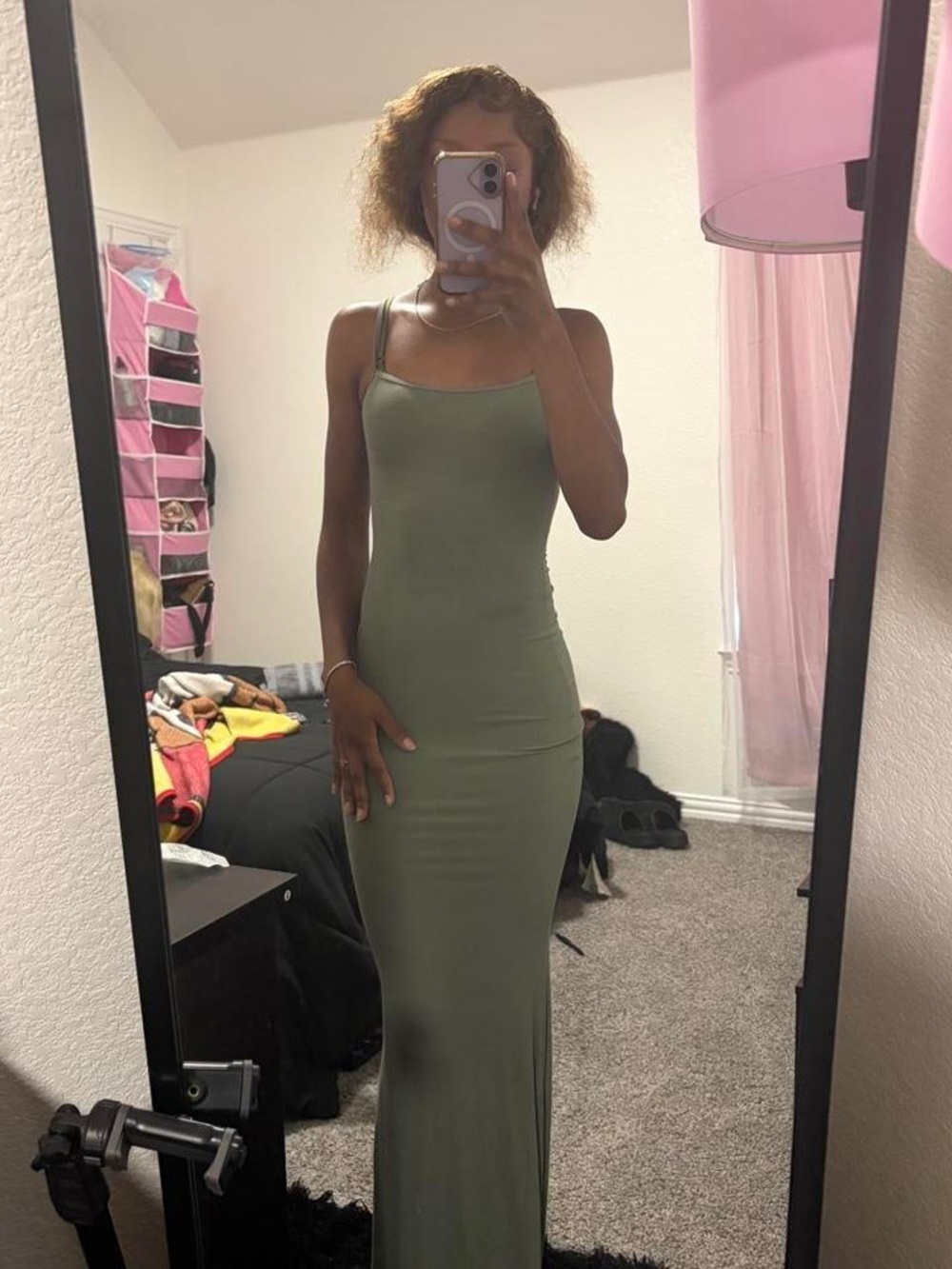 No Boundaries Olive Green Spaghetti Strap Maxi Dress